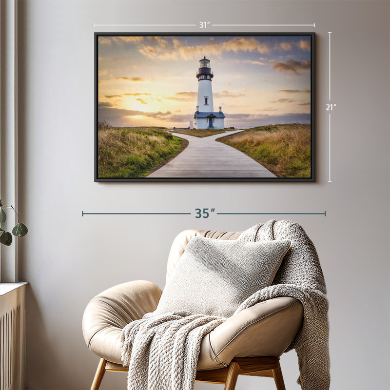 Impression sur toile du phare de Yaquina sur la côte de l'Oregon, H 21 po x l 31 po