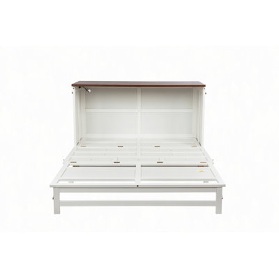 Armoire de lit escamotable Murphy avec tiroir de rangement et station de charge, port USB, cadre de lit escamotable en pin massif pour bureau à domicile, studio ou chambre d'amis