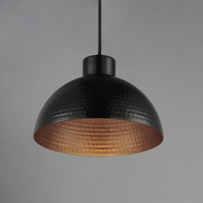 Karmine 1 - Light Black Single Pendant, 7.25" H x 10" W x 10" D, Antique Copper/Black