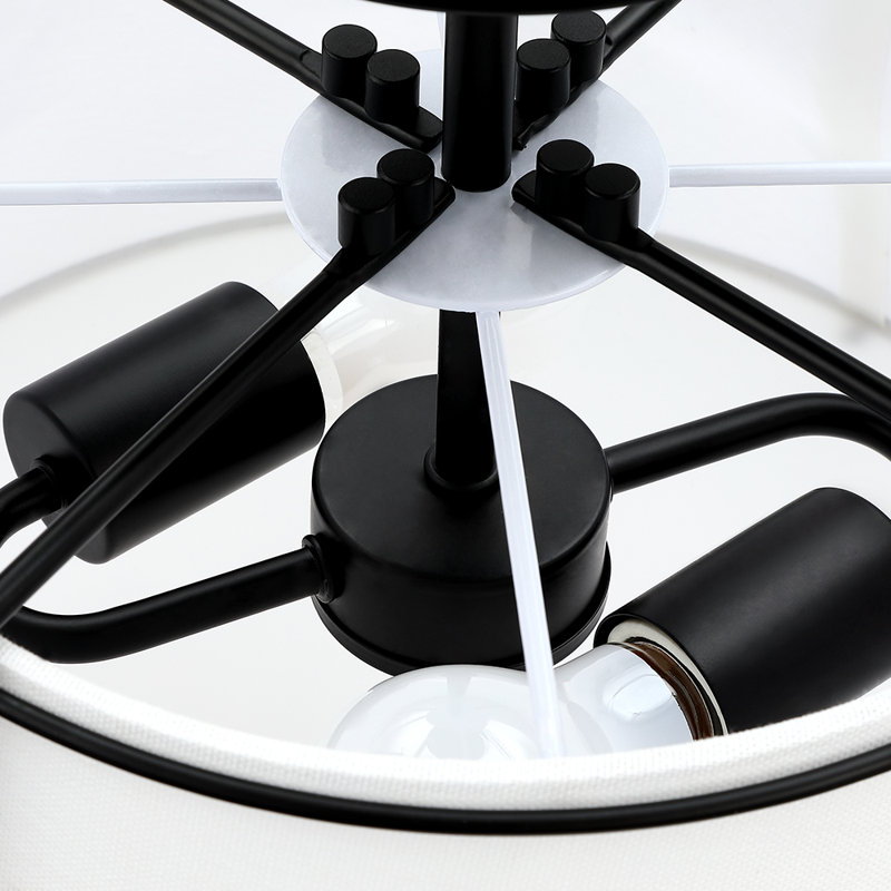 Plafonnier semi-encastré en tissu blanc à 2 lumières de 15 po