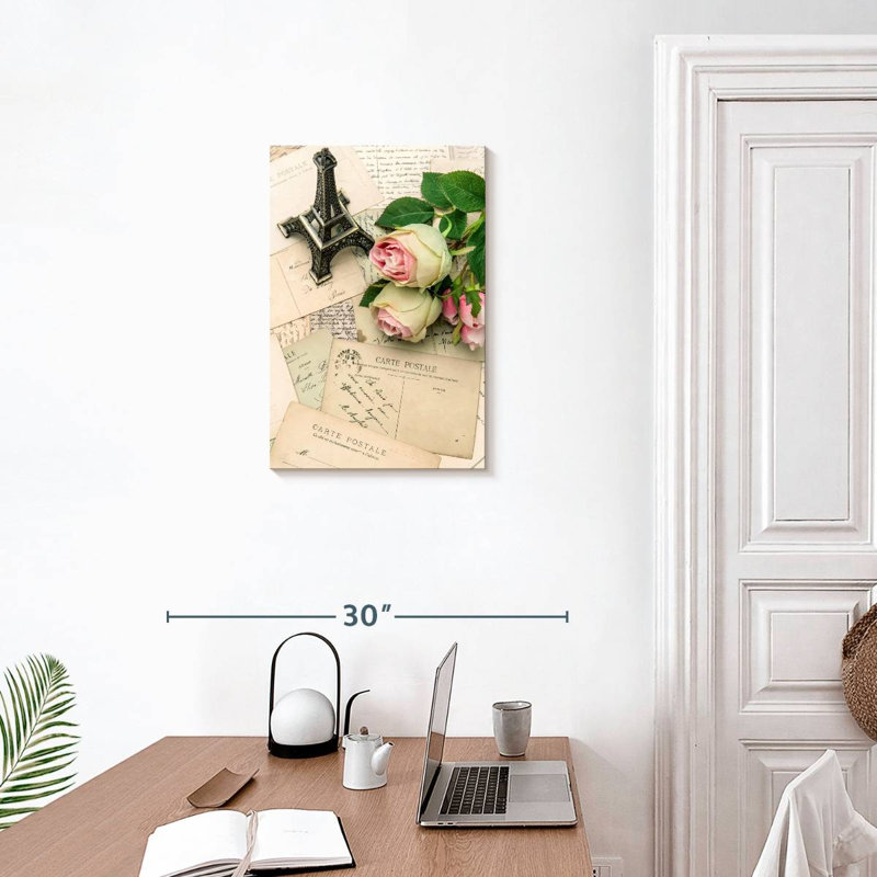 Hardie roses sur des cartes postales françaises, H 24 po x l 16 po