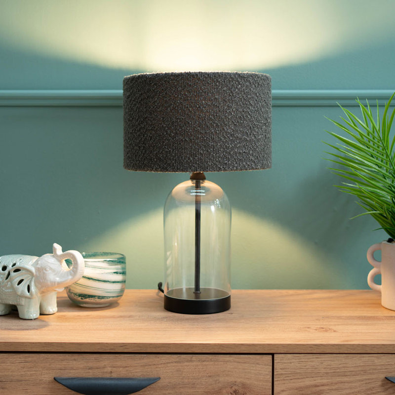 Glass Desk Lamp, Black, Charcoal