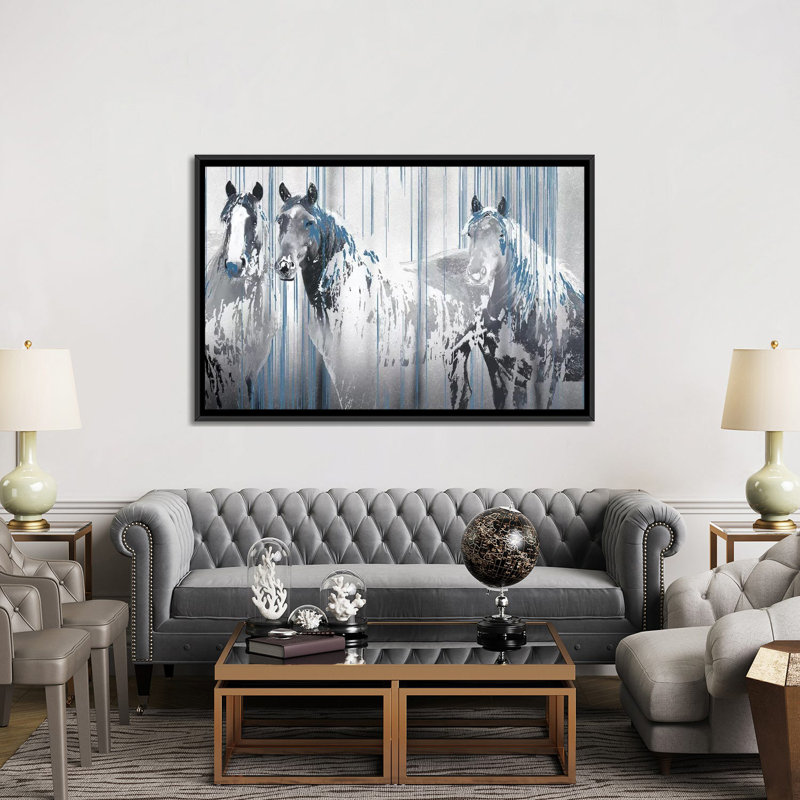 «Threes Company», reproduction d'impression sur toile, H 18 po x l 26 po x P 1,5 po, Toile avec cadre noir, Pas de tapis