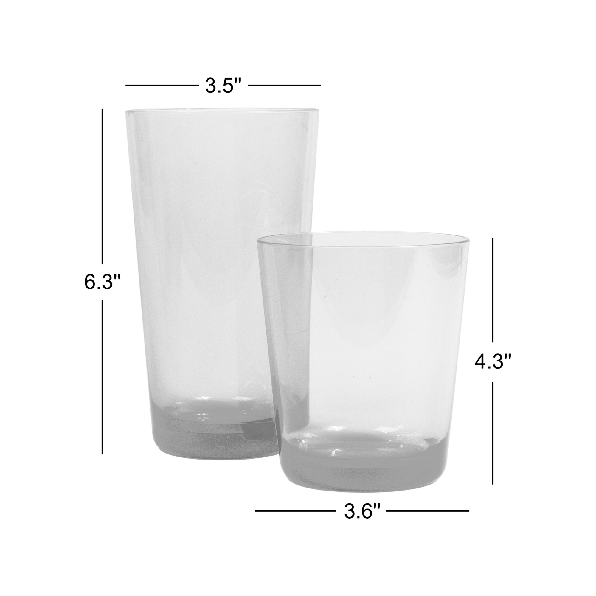 Elton 8-Piece Acrylic Assorted Glassware Set, Gray