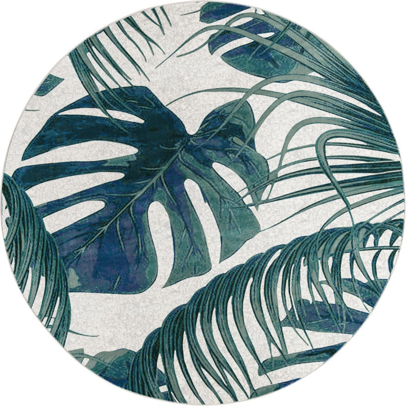 Abira Floral Indoor Rug, Round 7'