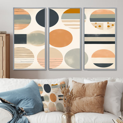 Ensemble de décoration murale géométrique équilibre géométrique orange pastel I