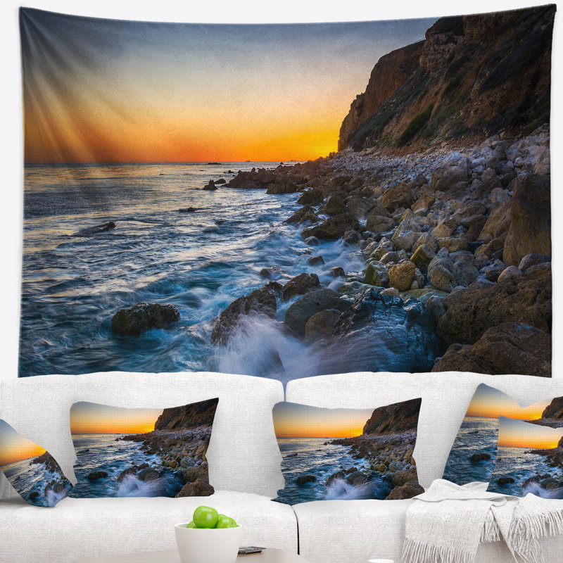 Tapisserie «Seascape Crashing Waves at Pelican Cove», H 50 po x l 60 po
