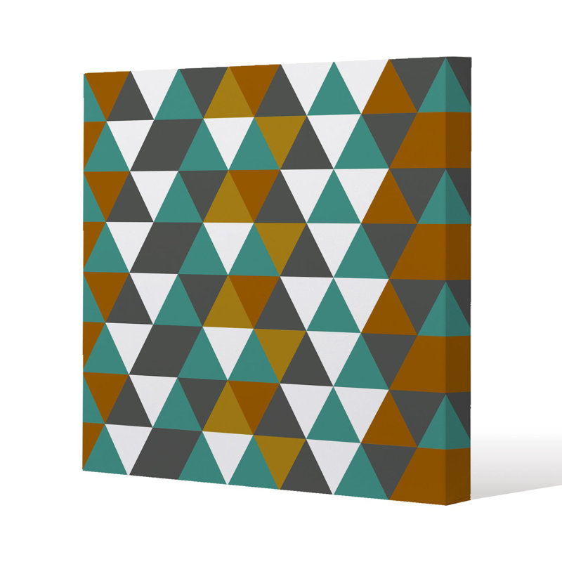 Autumn Geometric triangles Slim Style Canvas Print, 15mm Slim Real wood., 40 cm H x 40 cm W