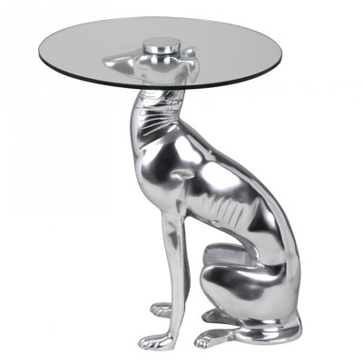 Glass Top Figurine End Table
