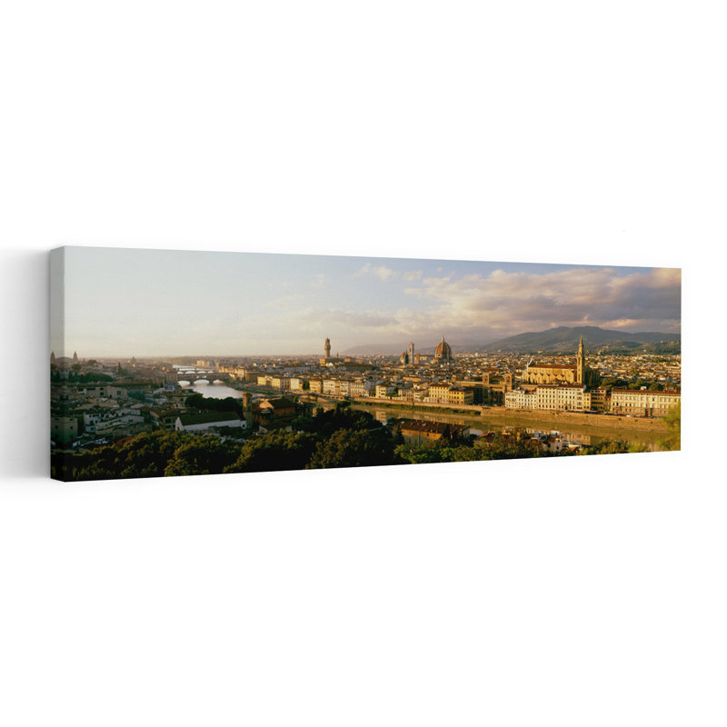 Le Duomo et l'Arno, Florence, Italie, architecture contemporaine abstraite, art mural, H 60 po x l 20 po