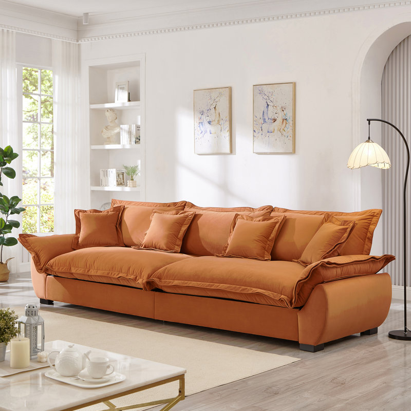 Canapé modulaire modulaire, canapé de style voile avec rangement, dossier amovible, canapé moderne à assise profonde avec coussins décoratifs pour le salon, orange