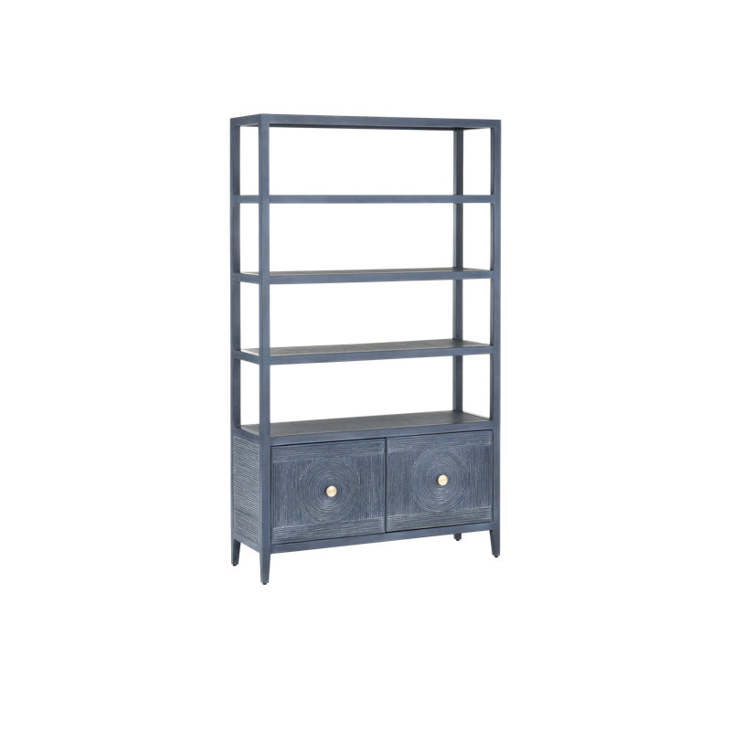 Santos Solid Wood Etagere Bookcase, Vintage Navy