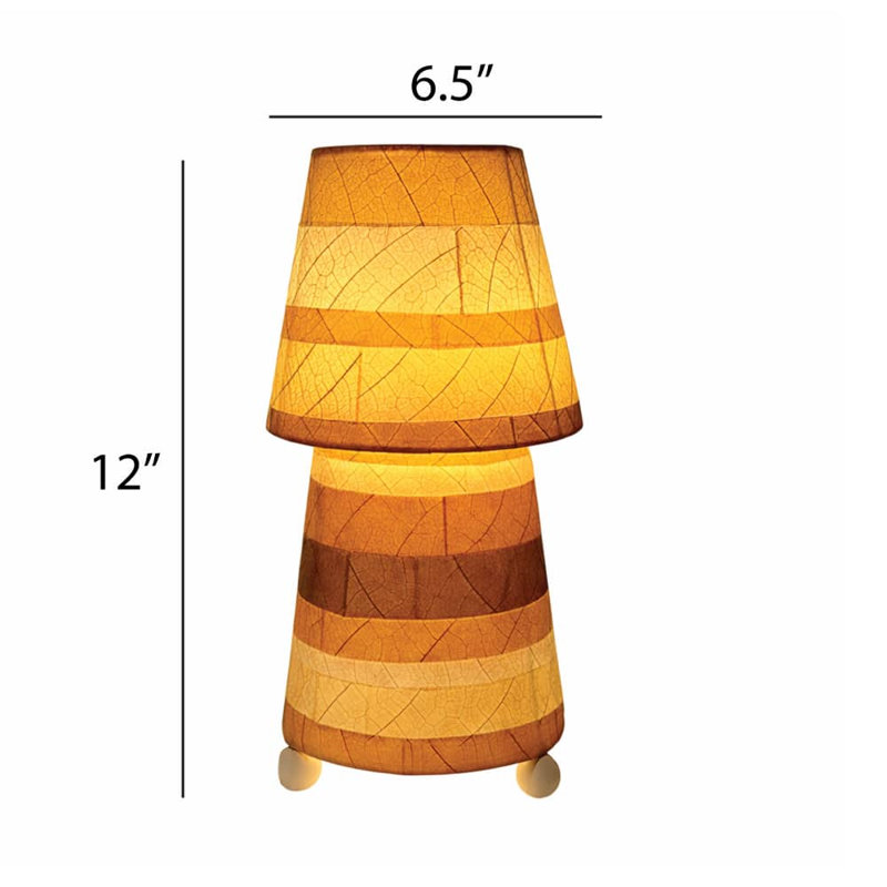  Lampe de table rayée fuselée naturelle, Crème