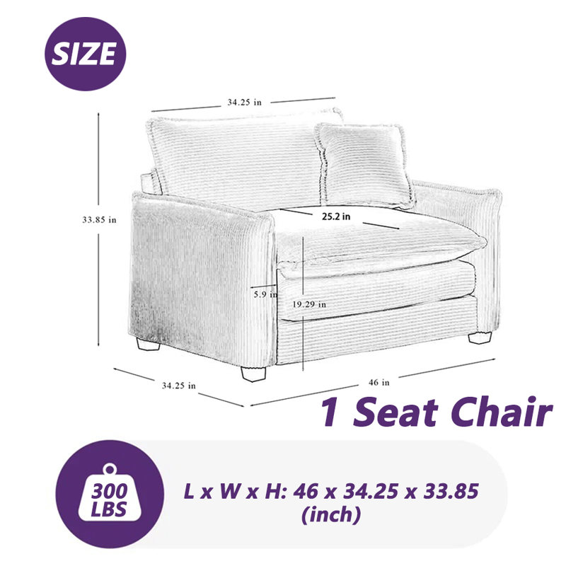 Fauteuil en velours côtelé 46 po Clevenger, Vert