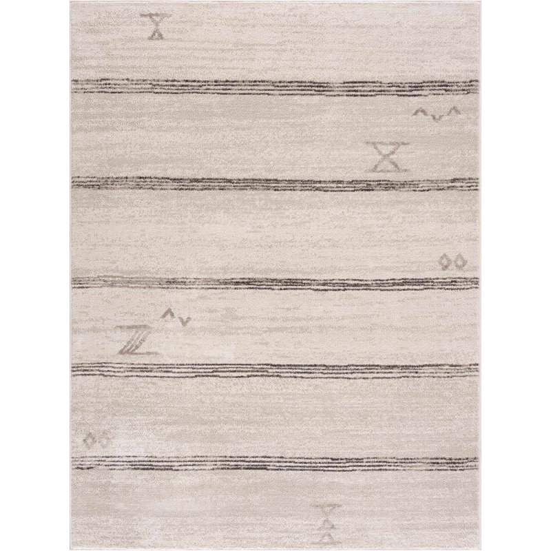 Deha Abstract Striped Beige Area Rug, Rectangle 2' x 3'