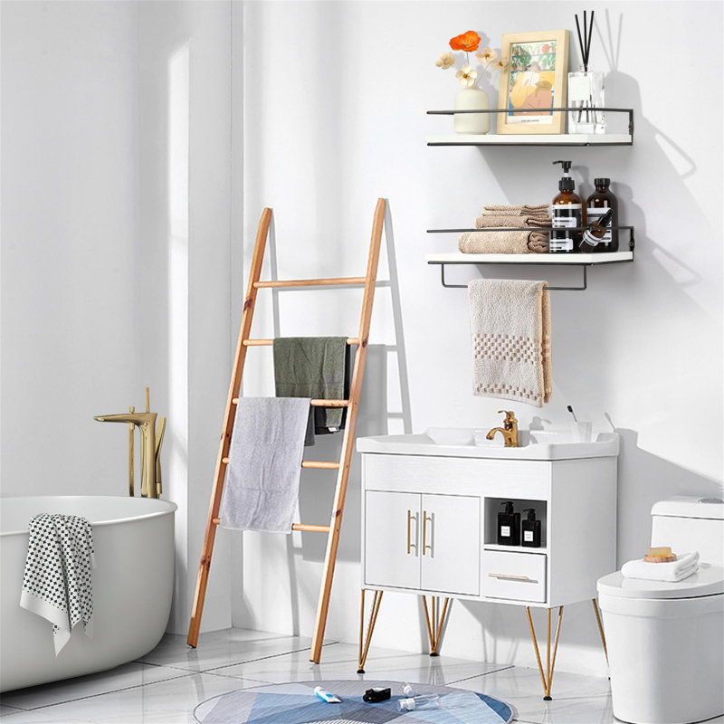 Reyniel Floating Shelf, White/Black