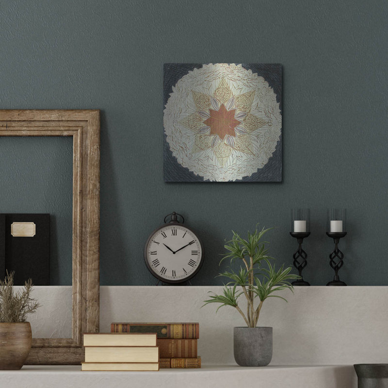Art mural en métal luxueux «Starshine Mandala 1» par Candra Boggs, 24 po x 24 po, H 12 po x l 12 po