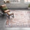 Tapis lavable en machine Otis Medallion pour le salon, la chambre à coucher et la cuisine, pêche / ivoire