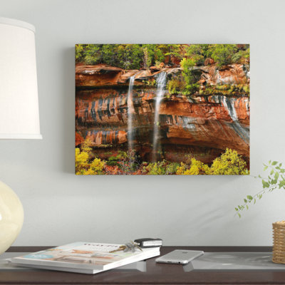 " Cascades Tumbling 110 Feet At Emerald Pools, Zion National Park, Utah " by Tim Fitzharris
