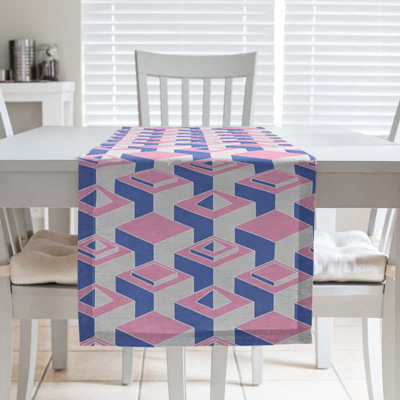 Chemin de table Classic Skyscrapers, 16 po x 90 po, Rose/bleu
