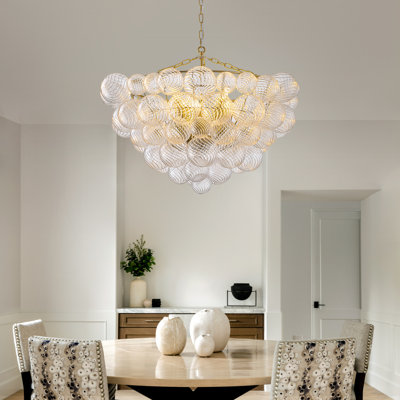 8 - Light Dimmable 32" Modern Textured Glass Bubble Chandelier