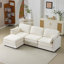 Canapé 104 places 104 "moelleux en nuage: canapé modulaire 3 places + repose-pieds avec coussins en chenille beige 22" + 2 coussins décoratifs - taille compacte