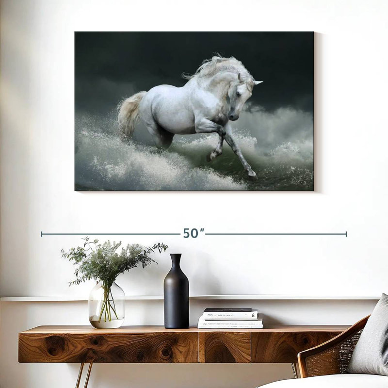 Brampt Seaside White Horse, 26" H x 39" W