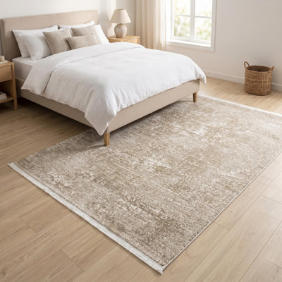 Tapis d'appoint en polypropylène tissé à la machine, motif de vison abstrait et libre