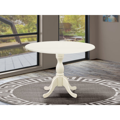 Dublin Modern Kitchen Table - a Round Dining Table Top with Dropleaf & Pedestal Base, Linen White