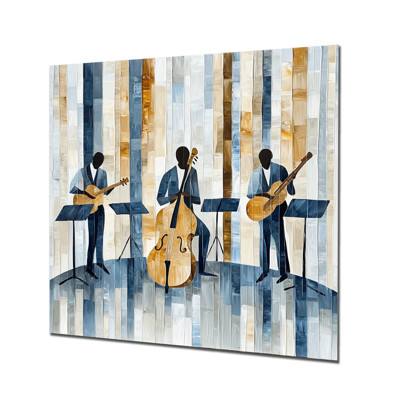 «Jazz Musisans In The Studio» - Art mural en métal, impression Jazz, H 29 po x l 29 po x P 0,84 po