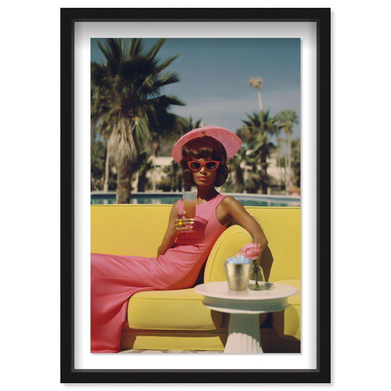Stylish Palm Springs Lady III Shadowbox by Oliver Gal, 46.5" H x 31.5" W, Black