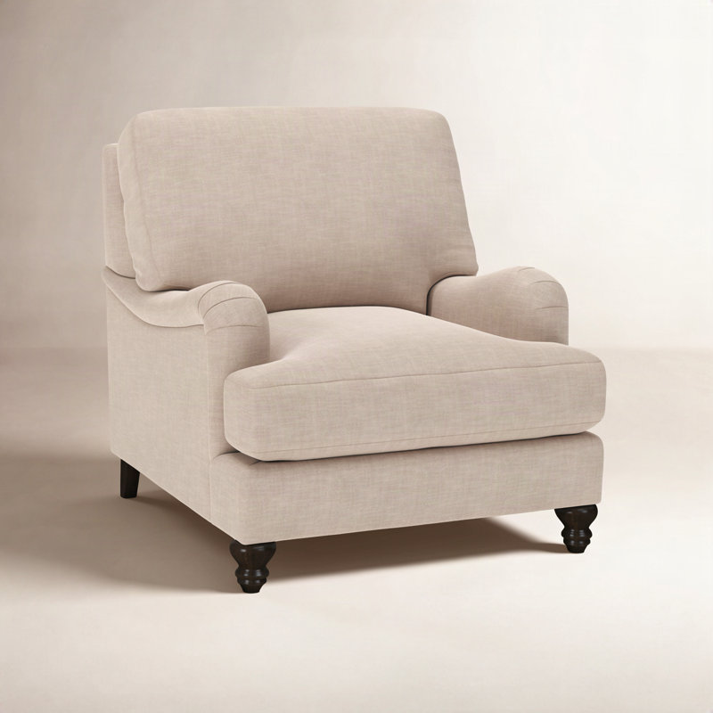 Fauteuil rembourré Walters, Tissage panier en lin Conversation