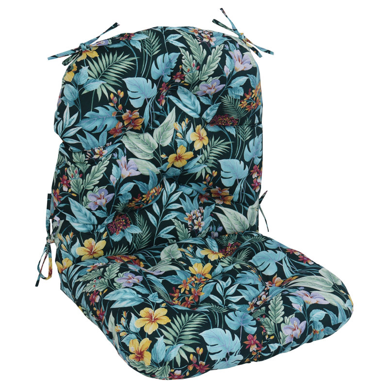 Outdoor 6'' Seat / Back Cushion, Blue/Green Floral