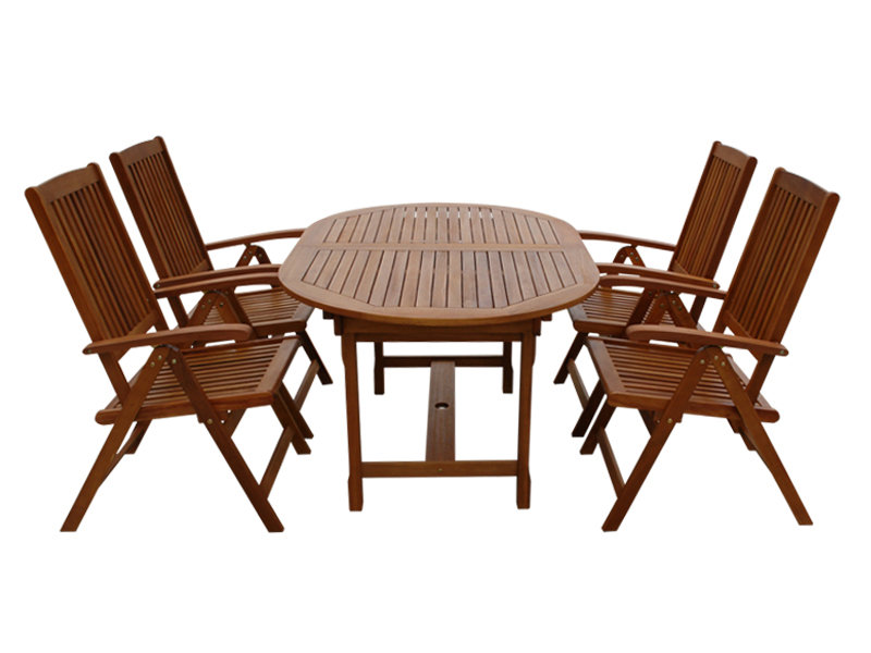 Annekatrin 4 - Person Wood Patio Dining Set with Oval Table
