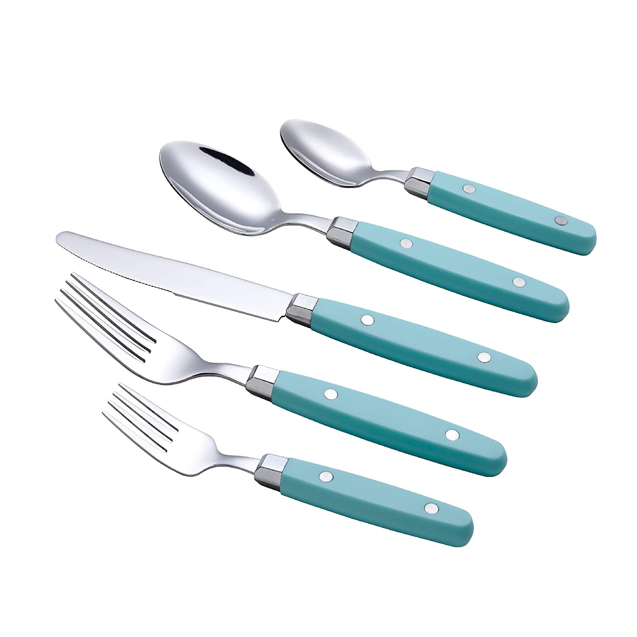 GreenLife Stainless Steel 5 Piece Cutlery Set, Turquoise