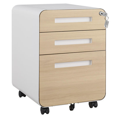 Mobile 3-Drawer Locking File Cabinet, Under-Desk Rolling Storage for Letter/Legal/A4, Fully Assembled