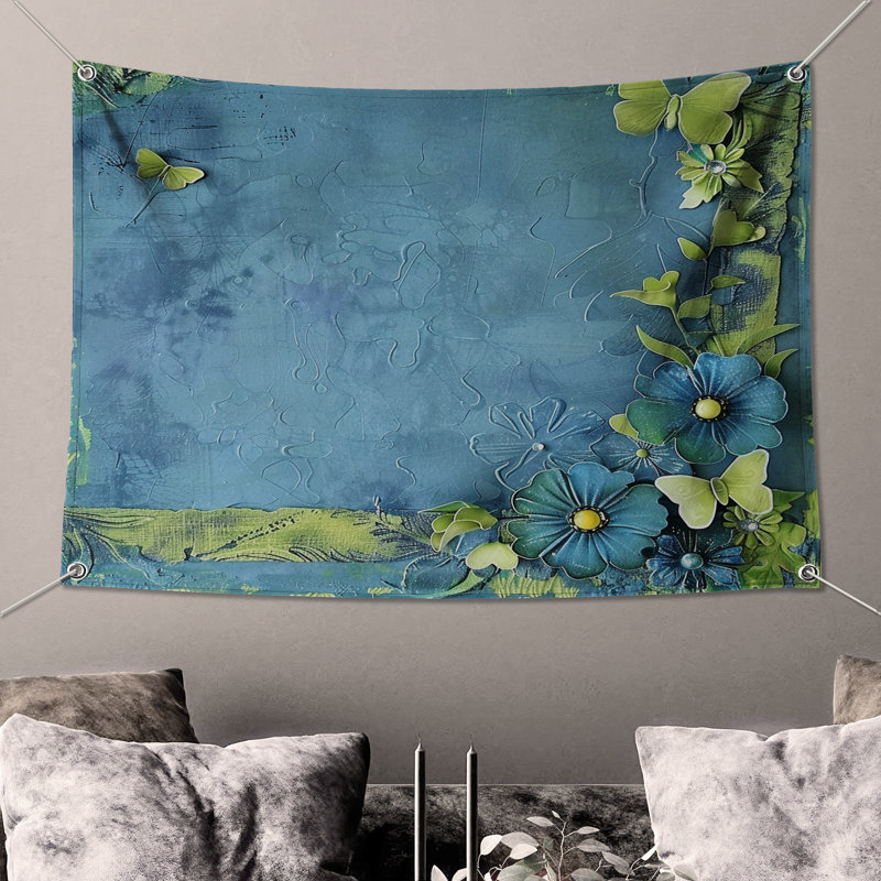 Tapisserie murale papillon - Décoration murale nature, H 104 po x 88 avec 4 œillets