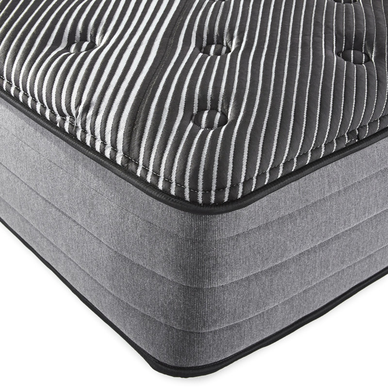 Matelas simple 14 po TG - Glace pure pour les nuits plus fraîches. 1 po incorporé avec du cuivre, du gel, de l'argent, du graphite pour une meilleure circulation de l'air et un soulagement. Perimeter Edge Coils Dampen Noise Isolation Mouvement. Fabriqué en. Noir