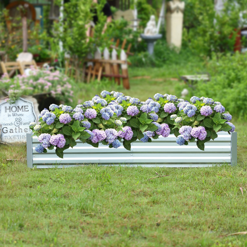 Kajsa 72" W Metal Raised Garden Bed, Galvanized Steel Garden Planter Box, 12" H x 72" W x 36" D