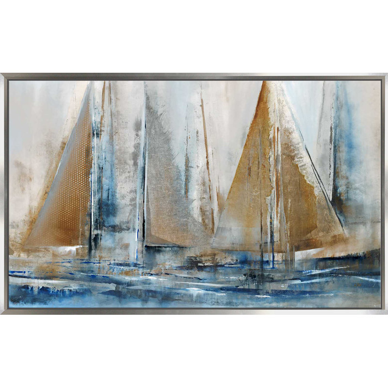 Gone - Peinture sur toile avec cadre flottant, H 21,5 po x l 33,5 po x P 2 po, Cadre flottant argent