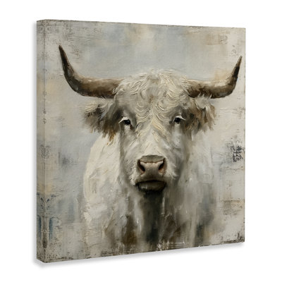 Fluffy Longhorn Cattle Canvas Wall Art by Steve Huntziker
