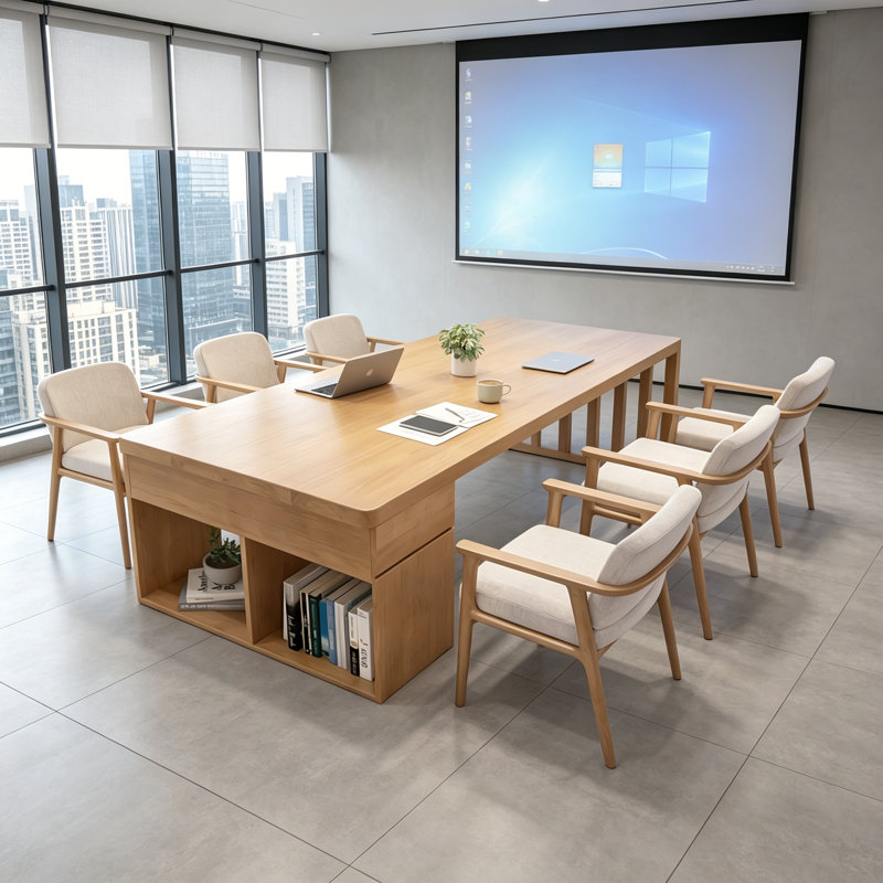 Solid Wood Rectangular Pine Conference Tables, 29.5" H x 86.6" L x 35.4" W