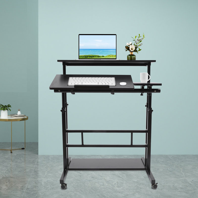 Kokaras Adjustable Metal Base Standing Desk, Black
