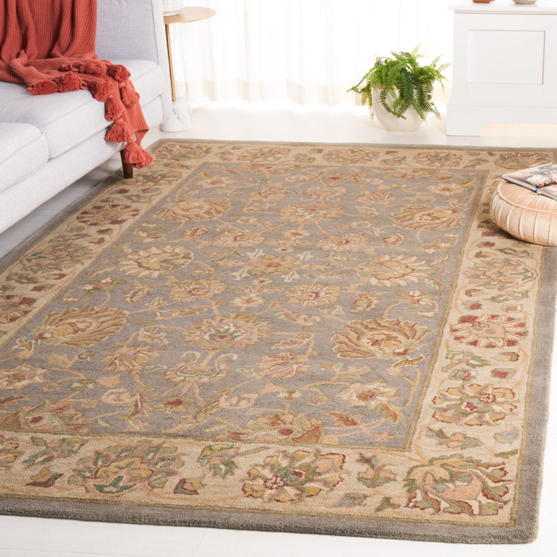 Tapis bleu / beige en laine touffeté à la main Cranmore, Rectangle 7 pi 6 po x 9 pi 6 po