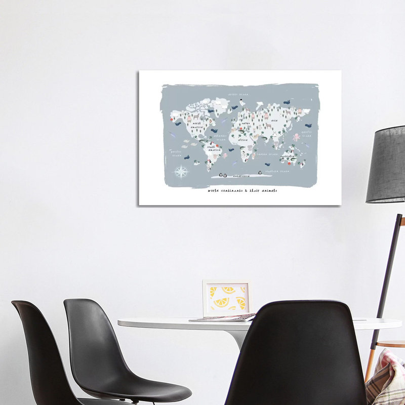World Continents Map by Leah Straatsma - Wrapped Canvas Print, 30.48 cm H x 45.72 cm W