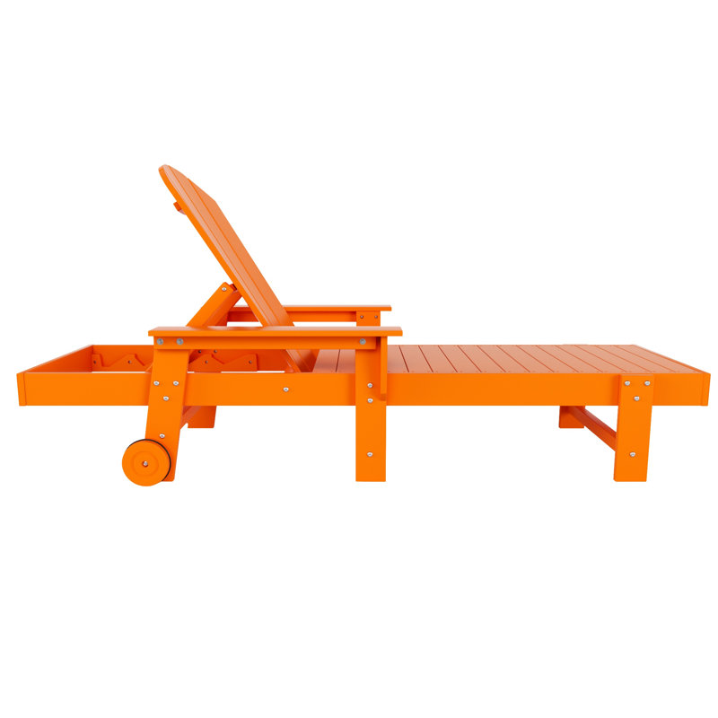 Laguna 77.6" Long Outdoor All-Weather Poly Single Chaise, Orange