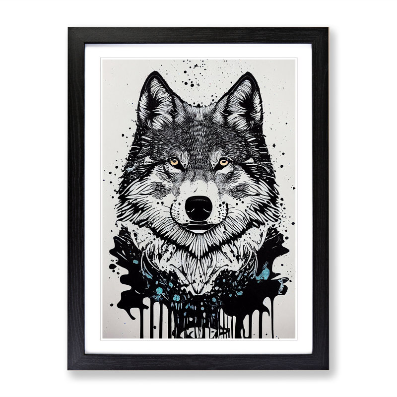 Wolf Graffiti No.3 - Print, White, Black Framed Paper, 66cm H x 48cm W