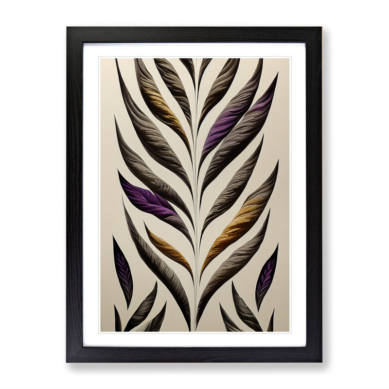 Peaceful Feathers - Single Picture Frame Painting, 46cm H x 34cm W x 2cm D, Black Framed