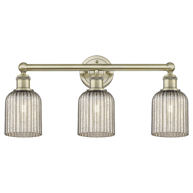 Abat-jour de salle de bain 3 lumières Edison Northgate, Laiton antique, Gris métallisé