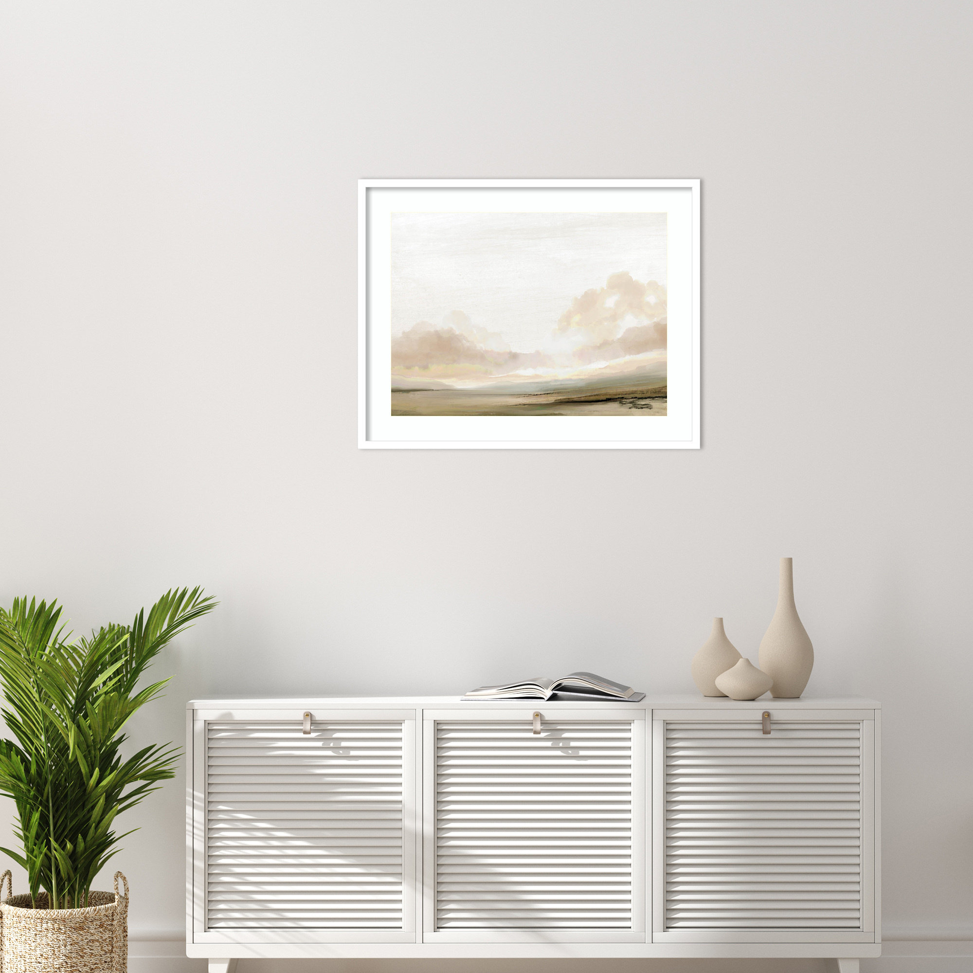 Southern Landscape by Dan Hobday, 26" H x 33" W x 1" D, White